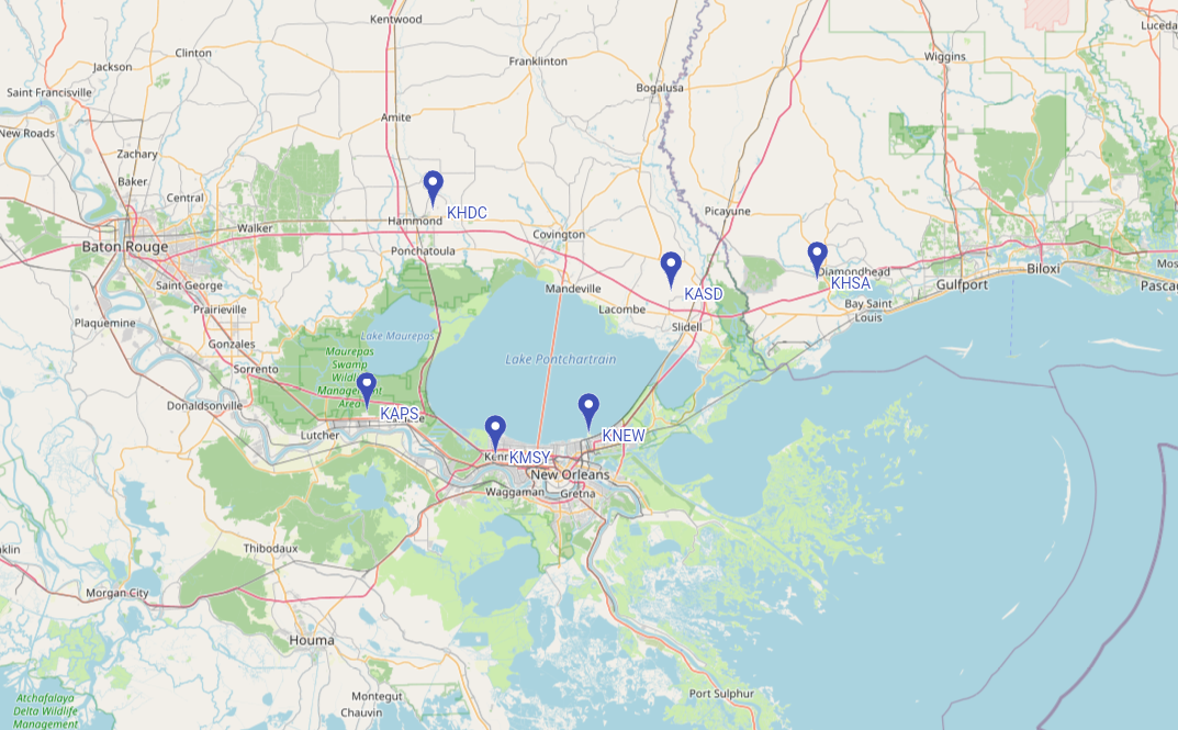 Southeast Louisiana region coverage for AOG response
